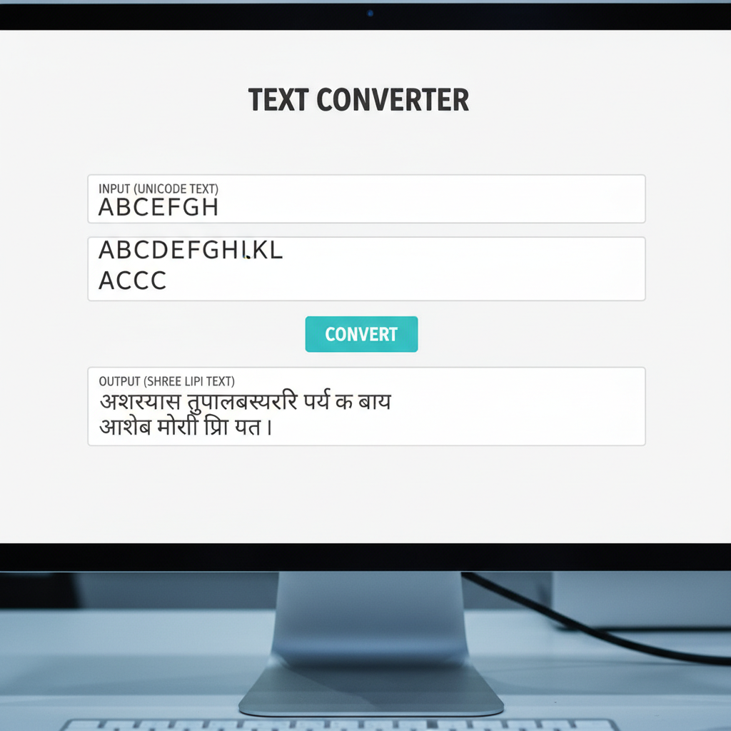 यूनिकोड से श्री लिपी फॉन्ट कनवर्टर इंटरफ़ेस