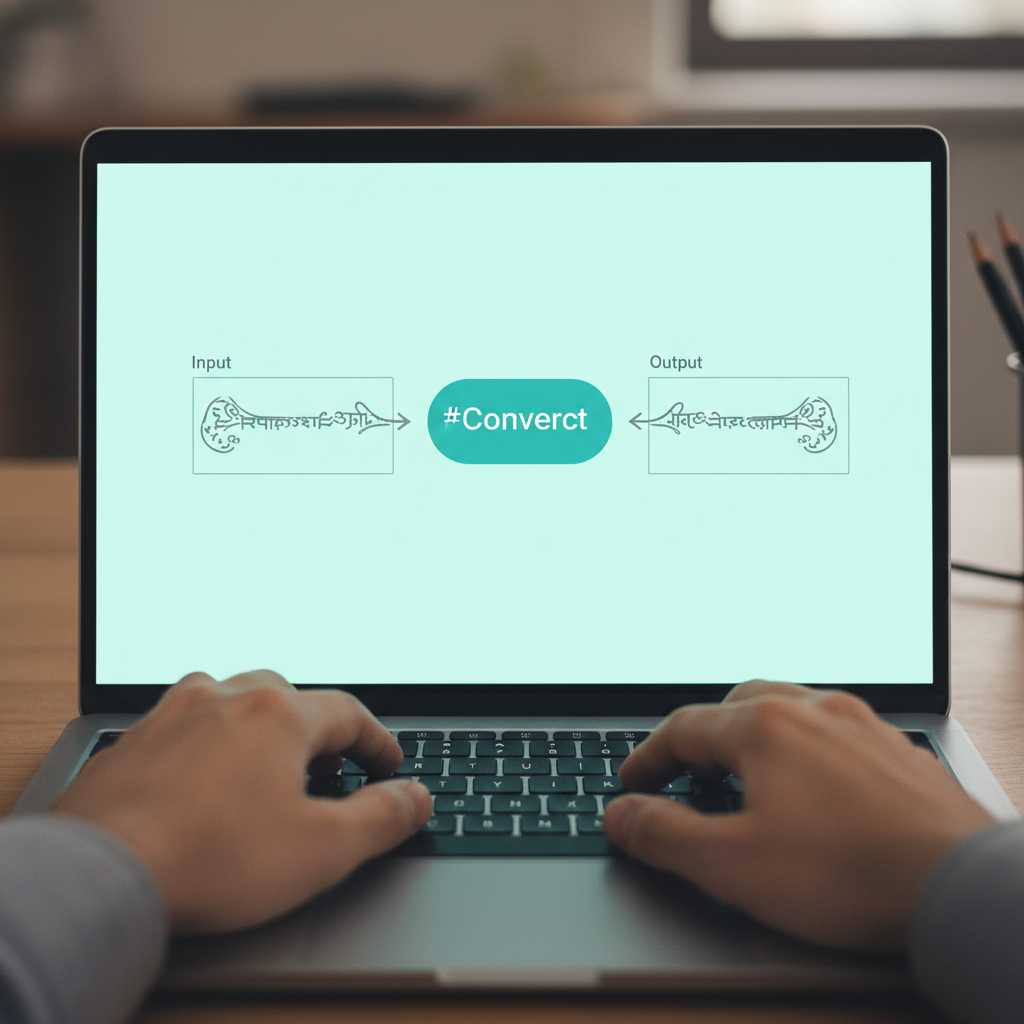 युनिकोड ते डीव्ही अलंकार कन्व्हर्टर वापरण्याचे चरण