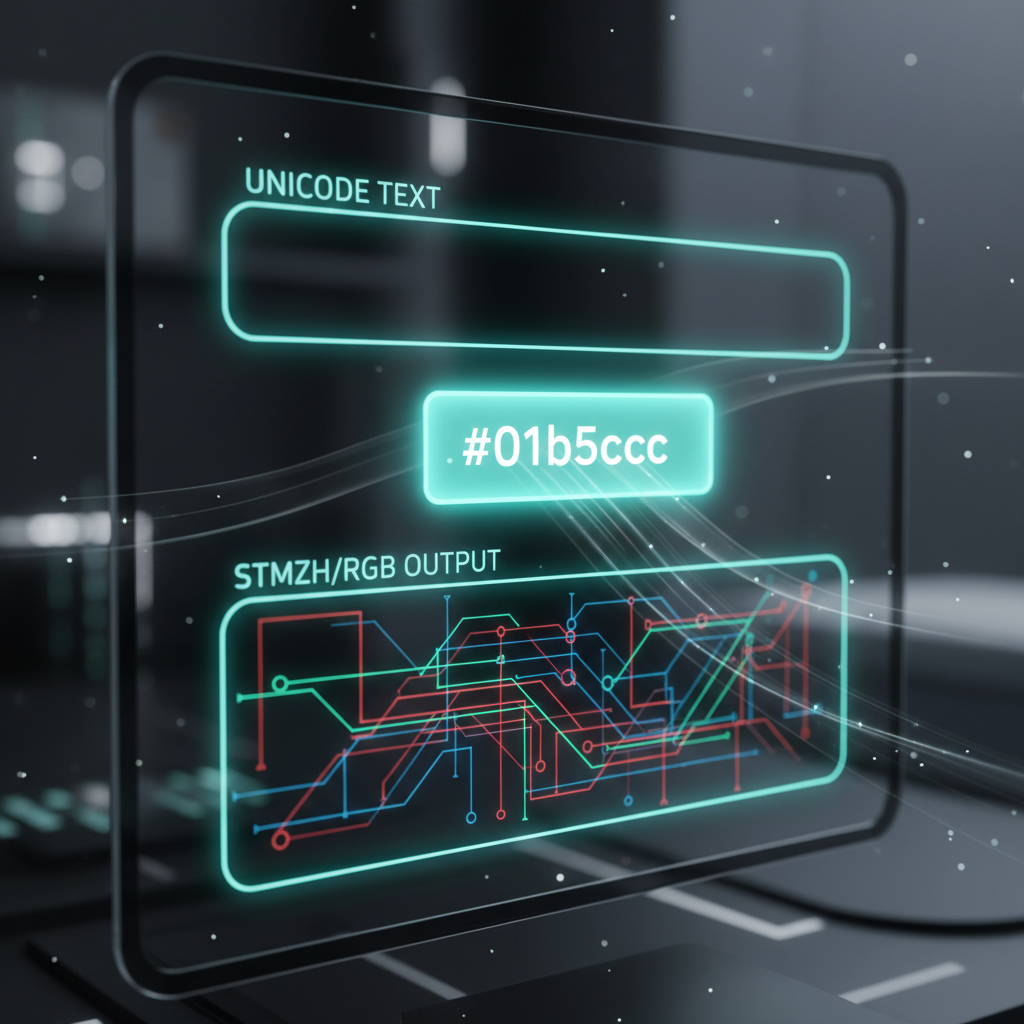 A screenshot metaphor demonstrating the simple interface of the Unicode to Stmzh converter.