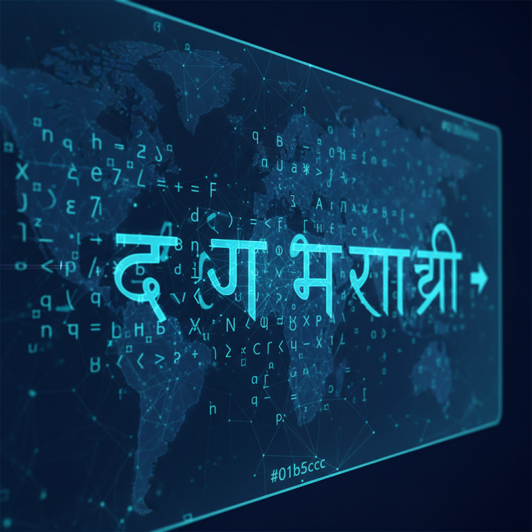 युनिकोड ते डीजी कनवर्टर प्रक्रियेचे डिजिटल चित्रण