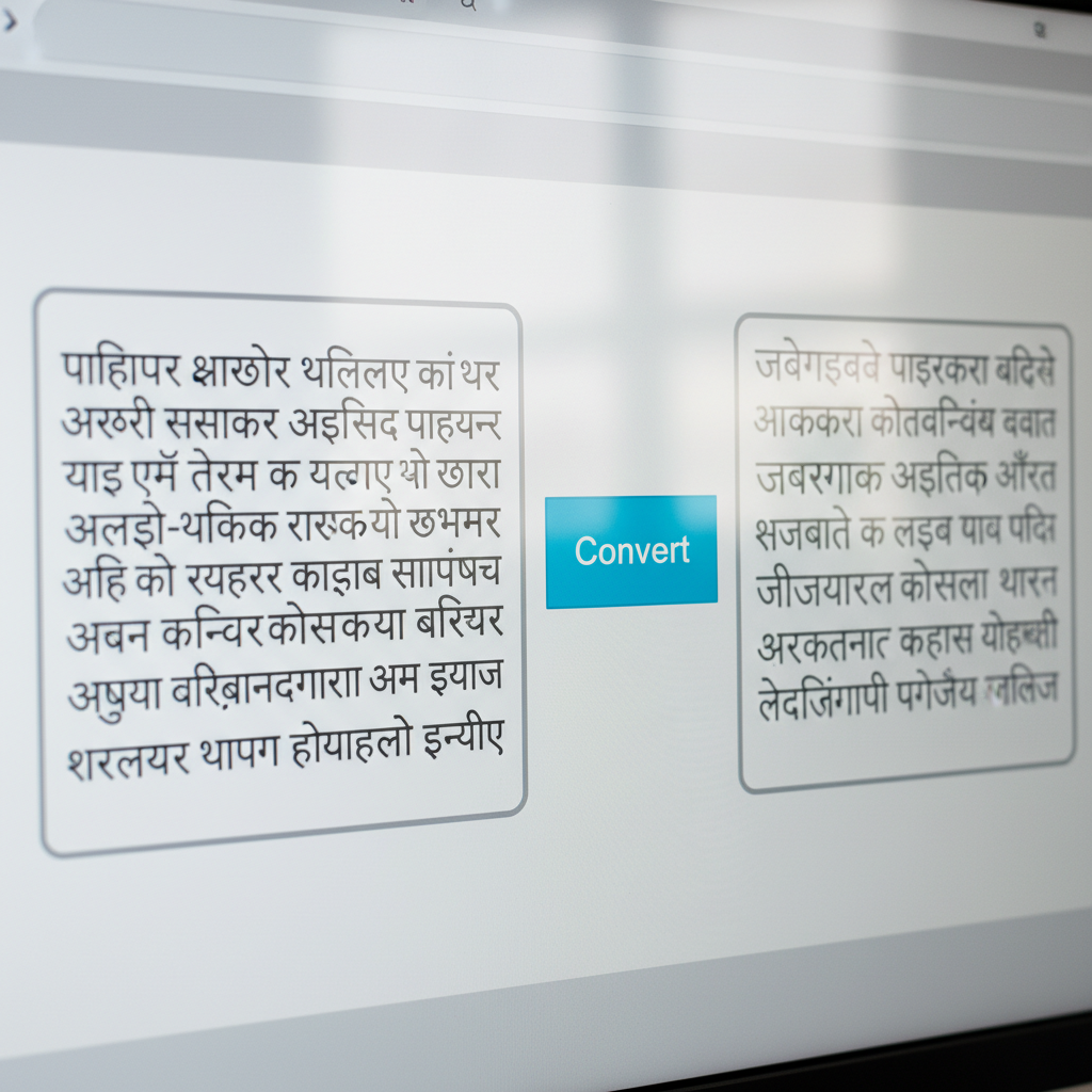 Visual representation of the Unicode to DVB TT Surekh converter process on a digital interface.