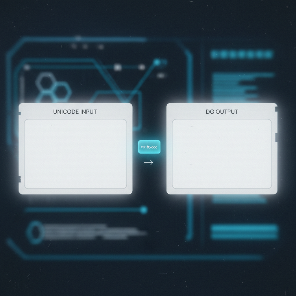 ऑनलाइन यूनिकोड टू डीजी कन्वर्टर इंटरफ़ेस