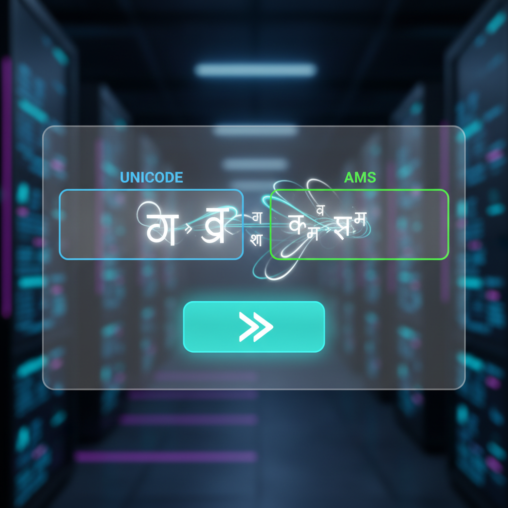 युनिकोड ते एएमएस कन्व्हर्टर वापरण्याचा ऑनलाइन इंटरफेस