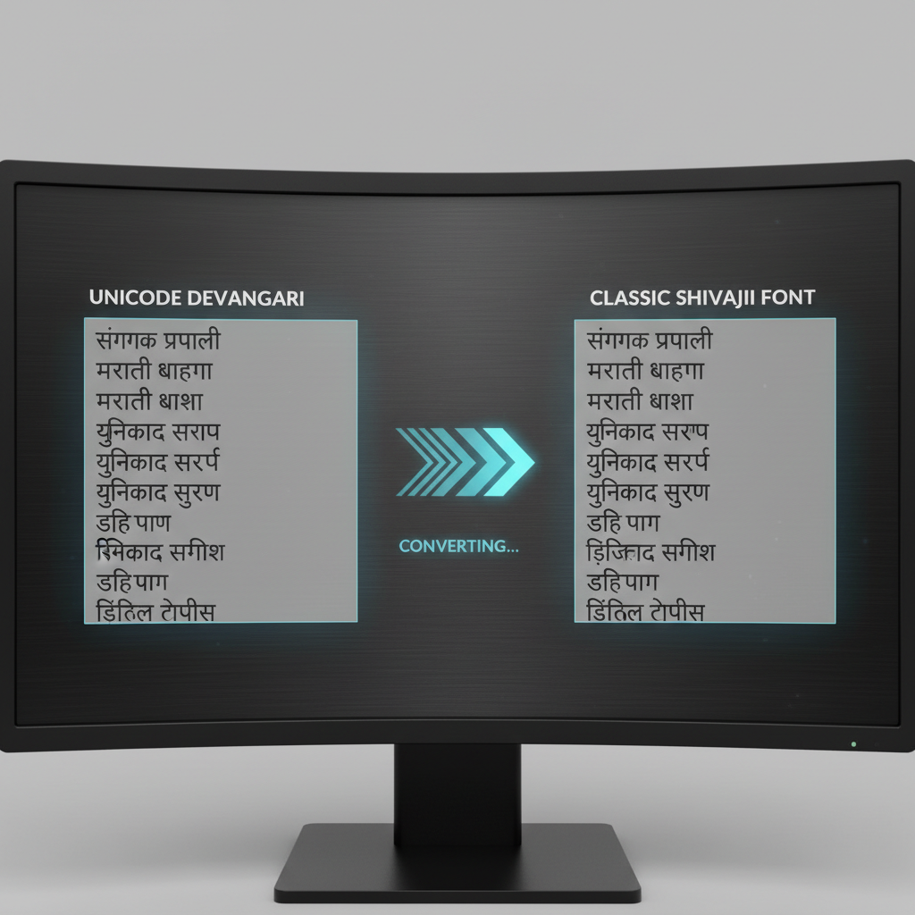 ऑनलाइन युनिकोड ते शिवाजी फॉन्ट कनवर्टर इंटरफेस