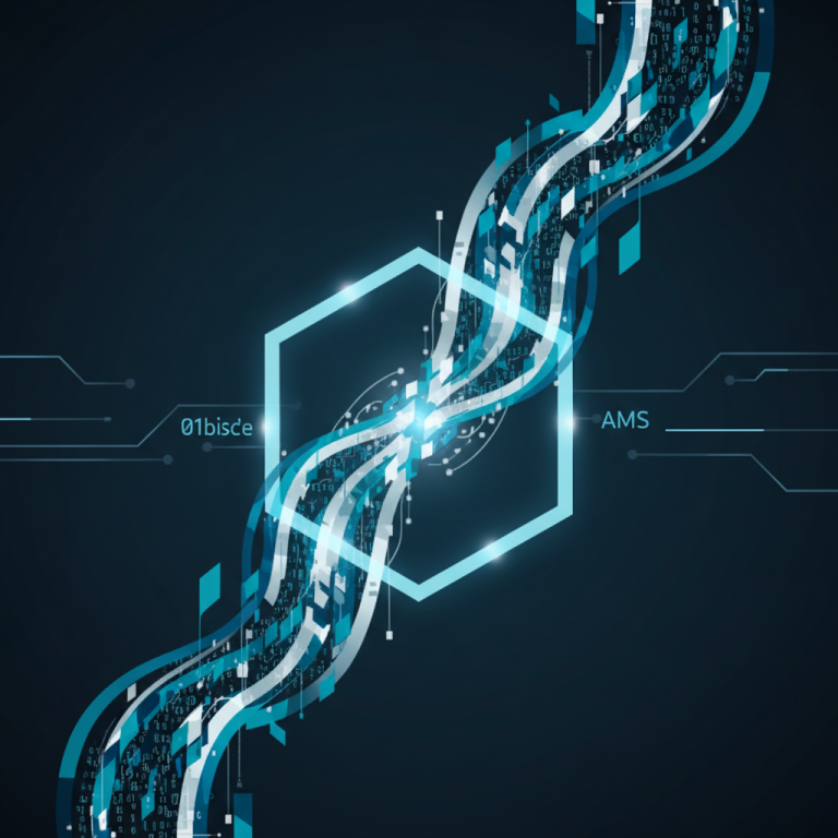 A conceptual graphic illustrating the process of using a Unicode to AMS Converter for digital text encoding.