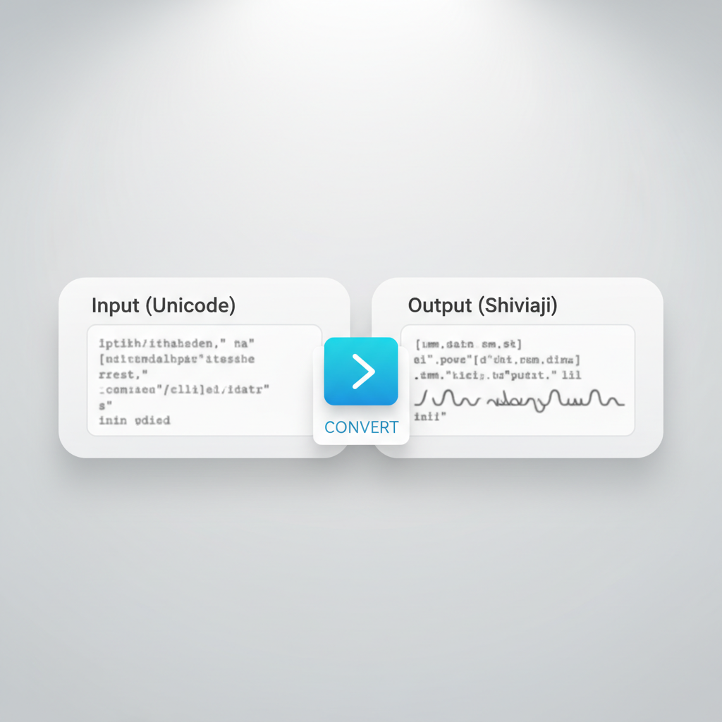 Mockup of the Unicode to Shivaji Converter interface showing input and output fields.