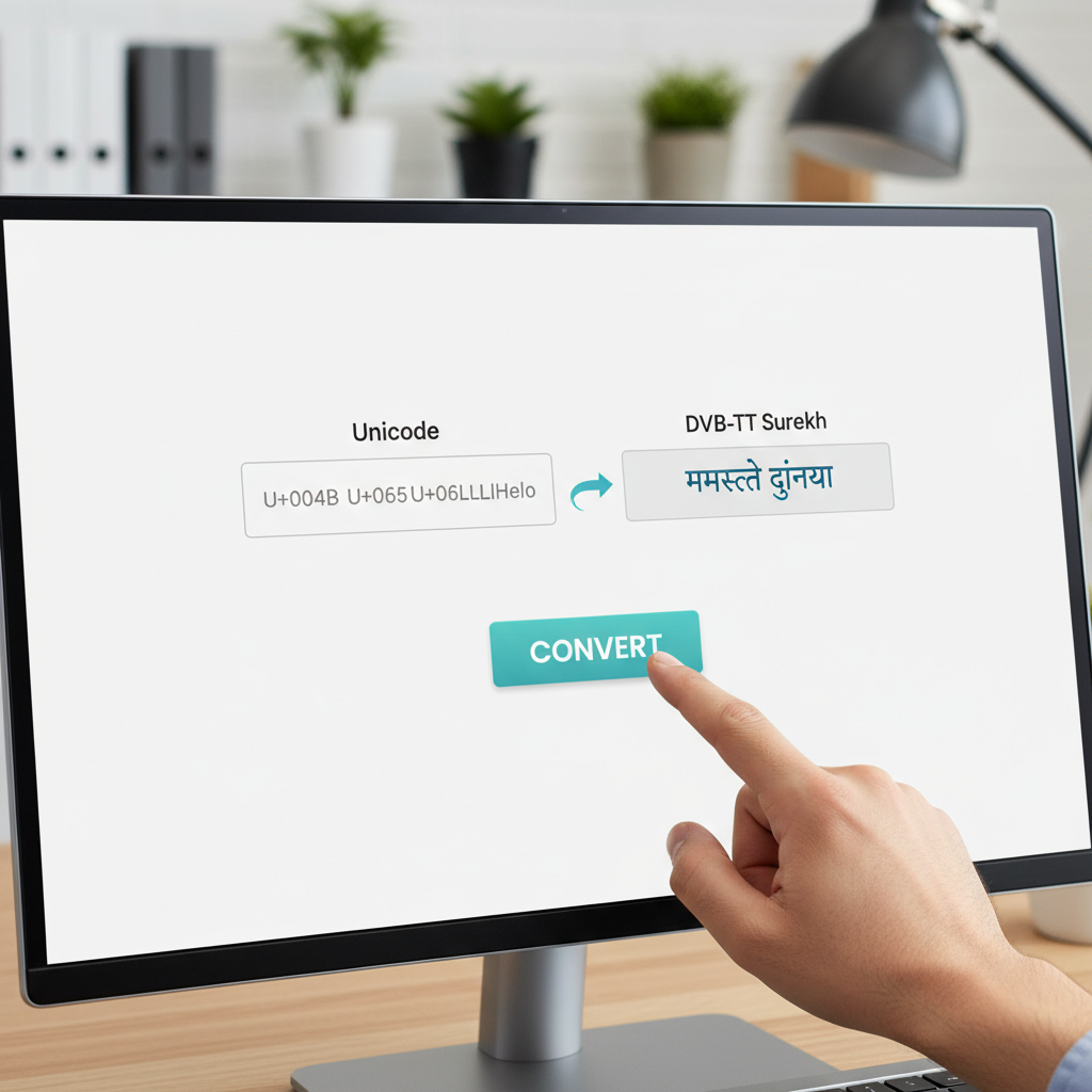 युनिकोड ते डीव्हीबी-टीटी सुरेश फॉन्ट कनवर्टर वापरताना