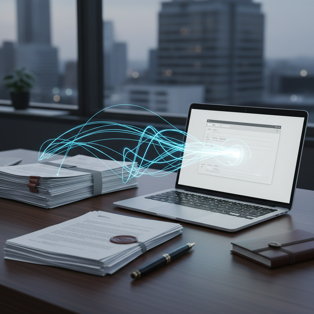 Professional working on documents requiring Unicode to AMS conversion for compliance.