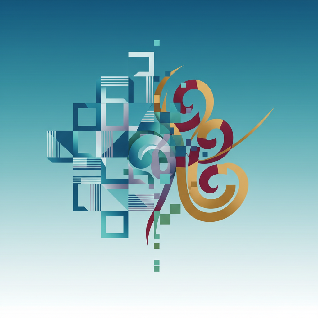 फॉन्ट स्टाईलचे रूपांतरण दर्शवणारे अमूर्त डिझाइन